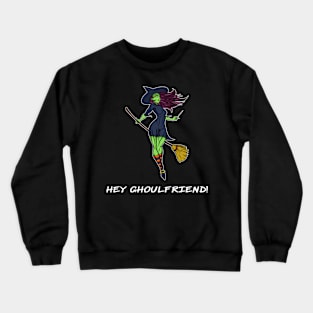 Funny Witch Ghoul Friend Graphic Design Crewneck Sweatshirt